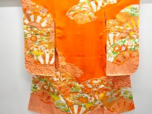 扇に牡丹模様刺繍子供着物